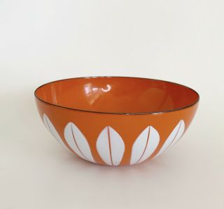 Vintage Cathrineholm Lotus Orange And White Bowl 5.  5 " Norway Mid Century Modern