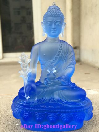 Medicine Buddha/blue/art Colored Glass/crystal Sculpture/fengshui