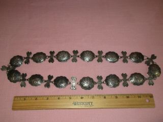 Antique Early American Indian Navajo Old Pawn Silver Concho Belt Necklace 30.  75 