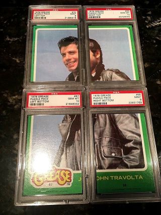 John Travolta 1978 Grease Movie Complete Puzzle 4 Cards Psa 10