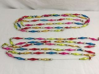 Vtg (2) Glass Bead Garlands For Christmas Feather Tree 105” & 110” Length