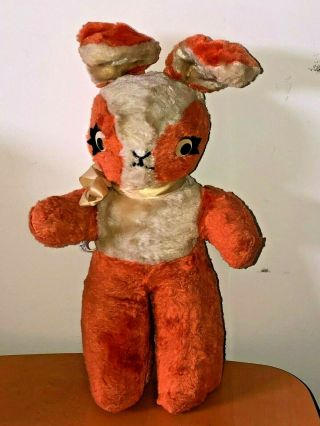 Antique Rare Large " Gund " Plush Bunny Rabbit Hard Stuffed Google Eyes With Tag