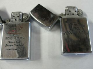 2 Vintage Zippo lighters Fox Industries Youngstown,  OH Union Electric Steel Co 2