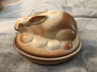 Fenton Easter Bunn Rabbitt On Nest Box - Candy Dish Choc/caramel Color