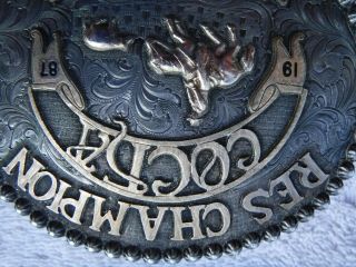 VOGT Sterling/Gold Overlay WESTERN RODEO BELT BUCKLE Calf Roping Champion Cowboy 5