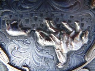 VOGT Sterling/Gold Overlay WESTERN RODEO BELT BUCKLE Calf Roping Champion Cowboy 7