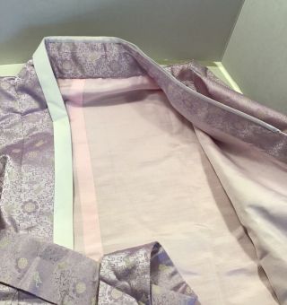 Traditional Korean SILK HANBOK Jacket Trousers Belting Ankle Ties Lavender 11
