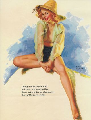 1940s Pin Up Girl Lithograph By Earl Moran Hug And Kiss 121