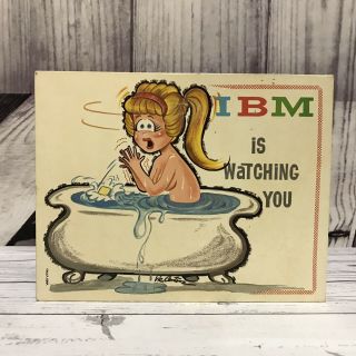 Rare Vintage 1967 Ibm Is Watching You Plaque Funny Cartoon Art Decor Mid Century