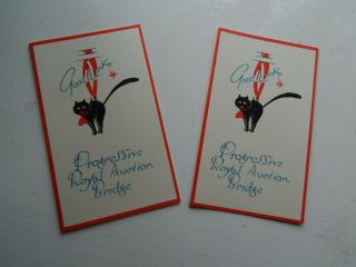 Royal Bridge Score Cards Black Cat Good Luck Swastika & Pencils