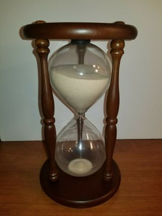 Large Wooden Hourglass Walnut Wood Sand Hour Glass 12 " Inch One Foot