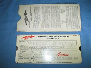 Vintage Andrew 1962 Antenna & Propagation Computer Slide Rule & Instructions