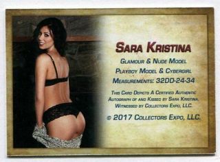 Sara Kristina Autograph Kiss Print card Playboy Nude Model 2017 Collectors Expo 2