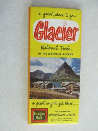 Sbg2 Travel Brochure Glacier National Park Burlington Large Map 1957 Railway