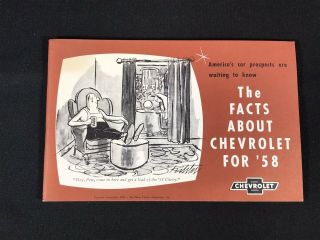 Vtg 1958 Chevrolet Chevy Car " Facts " Advertising Sales Brochure Booklet