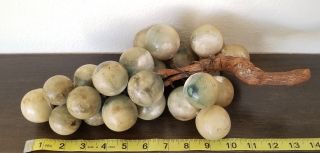 Vintage Green & Grey Acrylic Lucite,  Stone,  Grape Cluster Wood Stem 3