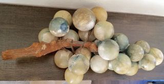 Vintage Green & Grey Acrylic Lucite,  Stone,  Grape Cluster Wood Stem 4