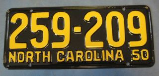 1950 North Carolina License Plate Professionally Restored Show Quality