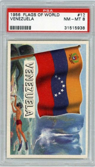 1956 Topps Flag Of The World 12 Venezuela - Psa 8 - High End
