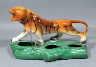 Vintage Mid Century Retro Tiger Console Planter Large Ceramic Pottery Figurine