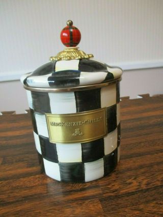 Mackenzie Childs Courtly Check Enamel Canister - - Small