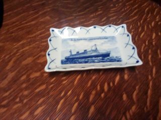 Vtg.  Delft Steamship Souvenir Pin Tray