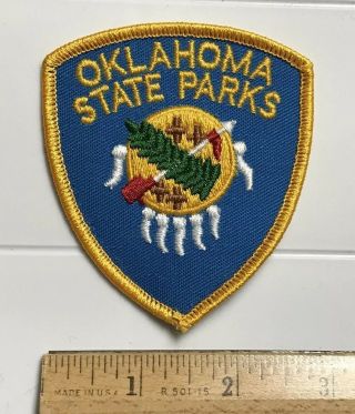 Oklahoma State Parks Ok Buffalo Skin Shield Souvenir Embroidered Badge Patch