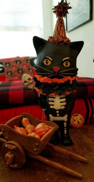 Vintage 25 " Bethany Lowe Paper Mache Black Halloween Cat Large Still Tagged Wow