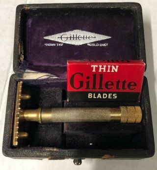 Vintage Gillette Gold Old Type Single Ring Standard De Safety Razor Code F535104