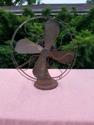 Barn Find 5 Antique Brass Cast Iron Electric Oscillating Fan - General Electric