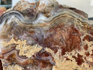 Crazy Lace Agate Rough 4lbs 10oz Slab Jasper Banded Mexico Old Stock Red
