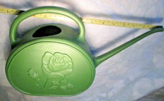 Vintage Union Products Blow Mold Flowers Watering Can Green Rose Flower Plastic