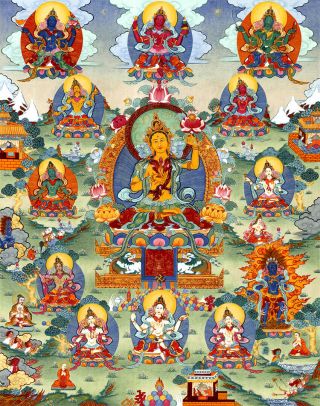 50 " Tibet Thangkathe Yungdrung Bon Deity - Satrik Ersang In Field Mineral Color