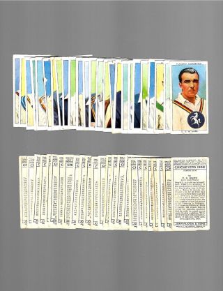 Cigarette Cards.  John Player Tobacco.  Cricketers 1938.  (full Set Of 50).  (1938).
