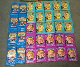 Garbage Pail Kids Stickers.  2nd,  7th,  & 8th Edition Packs (33 Total)