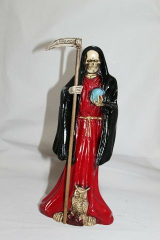 730 Statue Santa Muerte Bicolor Red / Black 11.  5 " Holy Death Duality Amor Prot