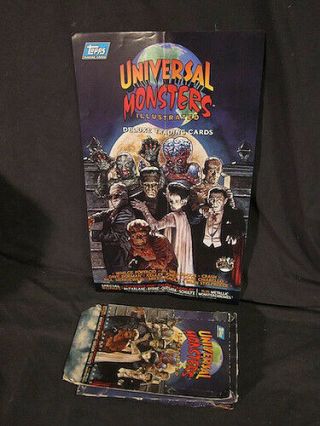 1994 Topps Universal Monsters Illustrated Trading Card Box With Fold Out Poster