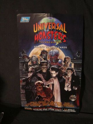 1994 Topps Universal Monsters Illustrated Trading Card Box With Fold Out Poster 3