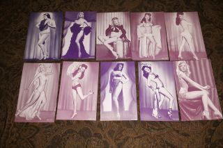 1940s - 50s Exhibit Supply Co.  Placards X10 Pinup Girls.  Purple Color Backs