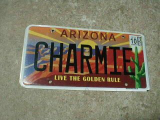 Arizona Golden Rule,  Grand Canyon Vanity License Plate Charmie,  Charlie,  Charmer