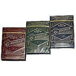 Monarch Playing Cards 3 Deck Set In Red,  Green & Navy Blue By Theory 11