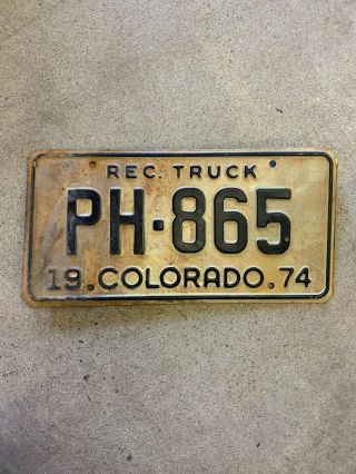 Vintage Colorado 1974 Truck License Plate Tag Ph 865