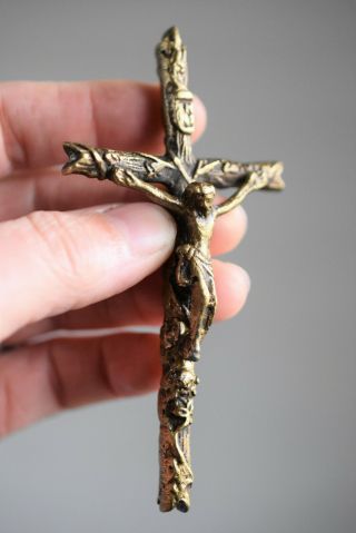 ⭐ Antique Crucifix,  Pendant,  Ornate Bronze Cross⭐