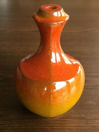 Mid Century Modern Lamp Body - Ceramic Orange Horizon - Crackle Glaze