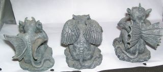 3 piece Gargoyle Demon figures Hear No Evil See No Evil Speak No Evil poses 2