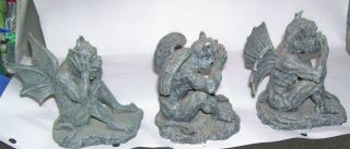 3 piece Gargoyle Demon figures Hear No Evil See No Evil Speak No Evil poses 3