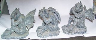 3 piece Gargoyle Demon figures Hear No Evil See No Evil Speak No Evil poses 4