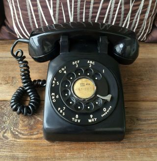 Vintage Mcm Northern Electric Black Metal Rotary Dial Table - Top Telephone