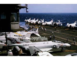 F - 4 Phantoms On Deck Slide,  Uss Independence Circa 1963.