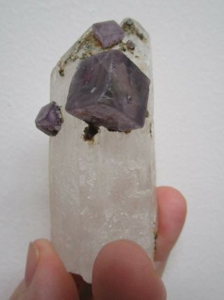 Fluorite on quartz crystal,  Yaogangxian Mine,  China 3